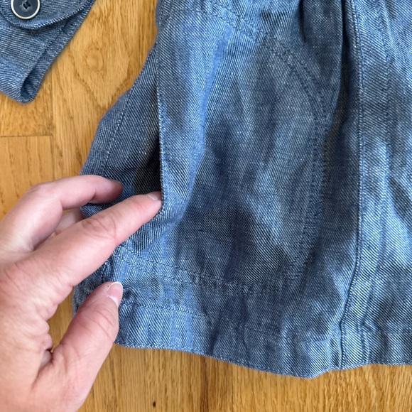 J. McLaughlin Shirt Womens XS Blue Linen Chambray Button Up Coastal Pockets - Picture 6 of 11